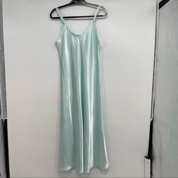 NWT Oscar De La Renta Pink Label Long Blue Satin Long Nightgown - Picture 3 of 13